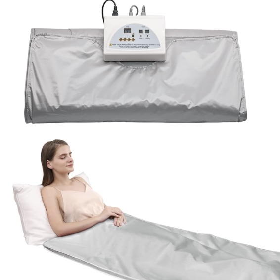 Infrared Sauna Blanket Portable - Dual-Control Sauna Blanket, Waterproof Silver Heating